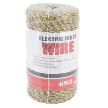 Imagem de plplaaoo Cerca elétrica de aço inoxidável, cerca elétrica, fio de polietileno, 656 pés 200 metros, cerca elétrica Polywire 6 fios de aço inoxidável para proteção agrícola, fácil de instalar (marrom),