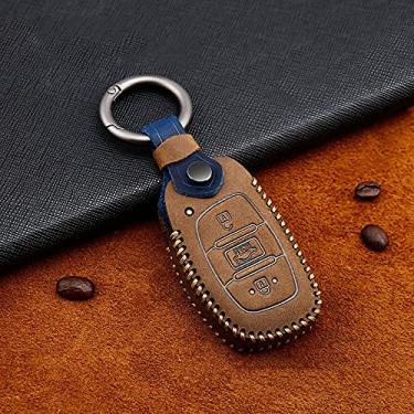 Imagem de CSHU Bolsa de chaveiro de capa de chave de carro, adequada para Hyundai IX25 IX35 I20 I30 I40 hb20 Santa Fe TM Creta Solaris Azera Elantra Grandeur Acento 2017, marrom 2