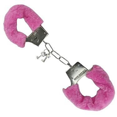Imagem de Algema Revestida Pelucia Rosa Metal BDSM Fantansia Sexy Policia Erotica Diversao