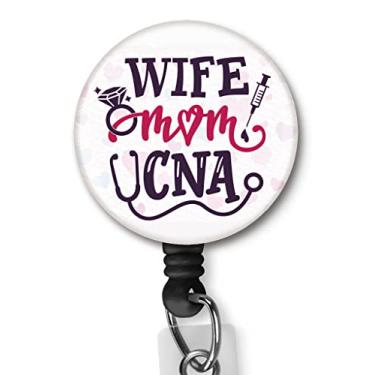 Imagem de Rkvre Wife Mom CNA Clipe de crachá de enfermeira retrátil porta-crachá de enfermeira cordão de médico crachá de enfermeira suporte de crachá de identificação de enfermeira clipe de jacaré cabo de nylon