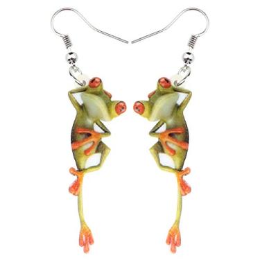Imagem de Brincos de Acrílico Duowei com Pingente de Sapo e Animais Fantásticos Pendentes Joias de Festa Novidade Presentes para Mulheres Amantes e Crianças Verde