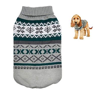 Imagem de Yajun Suéter de inverno para cães suéter quente de Natal tricotado roupas de gato fofo fantasia outono gato casaco filhote gatos roupa exterior, cinza, P