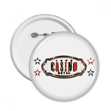 Imagem de Broche redondo com padrão de placa de cassino preto e vermelho emblema para decoração 5 peças