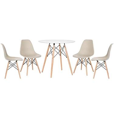 Imagem de Loft7, Conjunto - Mesa Eames 80 cm branco + 4 cadeiras Eames Eiffel DSW nude