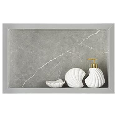Imagem de Nicho Em Porcelanato Polido Para Banheiro Porta Shampoo Organizador Lavabo Box (Cinza 50)