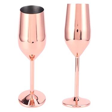 Imagem de Dpofirs Taça de champanhe de 200 ml à prova de estilhaçamento taça de vinho galvanizada para família, acampamento, atividades ao ar livre (revestimento de cobre)