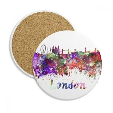 Imagem de Caneca London Britain City Aquarela Porta-copos Caneca de proteção de mesa Pedra absorvente