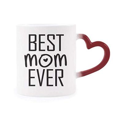 Imagem de Caneca sensível ao calor Best Mom Ever citação Dia das Mães vermelha muda de cor