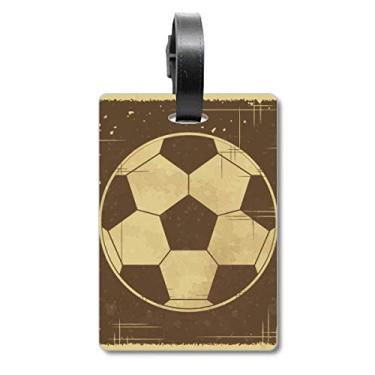 Imagem de Ilustração esportiva de futebol com estampa preta de mala, etiqueta de bagagem para cartão de bagagem