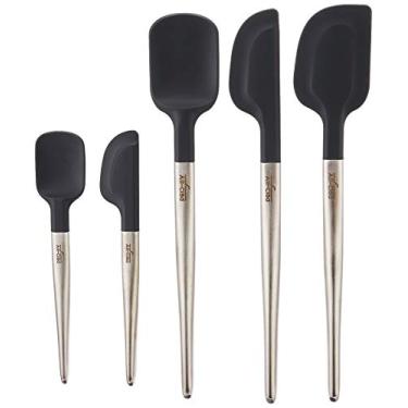 Imagem de All-Clad Conjunto de 5 peças de utensílios de cozinha de silicone, espátulas, utensílios de cozinha, truques de cozinha, pretos