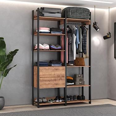 Imagem de Roupeiro Closet Industrial 2 Gavetas 6 Prateleiras com Cabideiro M118 Foscarini Preto/solanum