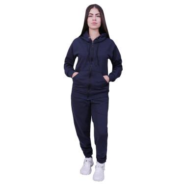 Imagem de Conjunto Moletom Com Ziper Feminino Azul Marinho-Feminino
