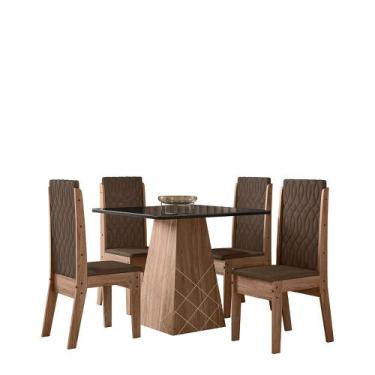 Imagem de Conjunto Sala De Jantar 4 Cadeiras Com Mesa 0,90M Libia Amêndoa - Celt