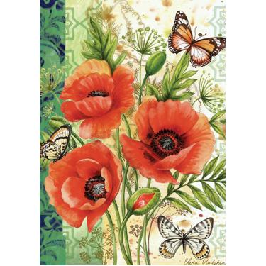 Imagem de Toland Home Garden Poppy Delight 71 x 101 cm Bandeira decorativa de borboleta com flor de primavera vermelha