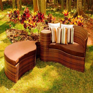 Imagem de Chaise Meia Lua em Alumínio com Almofadas Impermeáveis Piscina, Jardim, Área, Sala Trama