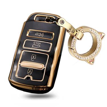 Imagem de ontto Capa para chave com controle remoto inteligente Kia Cadenza K900 K7 K9 com chaveiro TPU capa de chave elegante proteção total preta