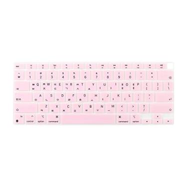 Imagem de Capa de teclado de silicone coreana para MacBook Air 33.8 cm 33.0 cm 2020 com processador M1 (modelo A2337) Touch ID compatível com película de teclado A2179 - (luz rosa)