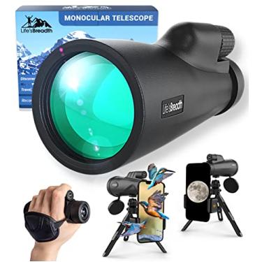 Imagem de Telescópio monocular 12 x 52 com adaptador para smartphone e tripé atualizado, telescópio portátil HD - mira monocular de alta potência para adultos - observação de pássaros - presentes para homens,