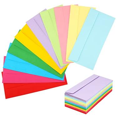 Imagem de Pacote com 100 envelopes de negócios coloridos nº 10 1/8 x 24 cm, envelopes de correspondência para escritório, papel timbrado comercial, faturas, cartas pessoais, convites e anúncios exclusivos (envelopes coloridos)