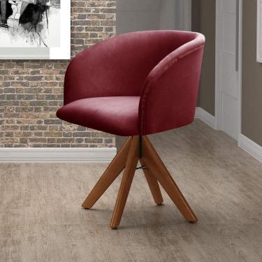 Imagem de Poltrona Atenas Base Giratória de Madeira Sala Bordô