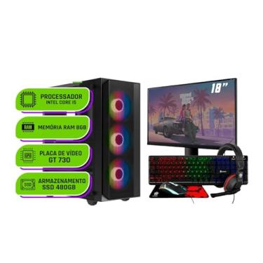 Imagem de PC Gamer Alligator Shop Intel Core i5 3470, GeForce GT 730 4GB, Memoria 8GB DDR3, SSD 480GB, Monitor 18 Polegadas