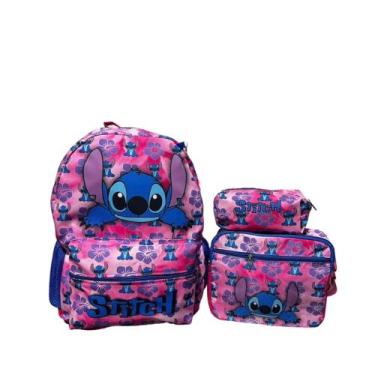 Imagem de Kit Lilo Stitch mochila costas lancheira Térmica e Estojo - lobetrix