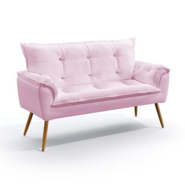 Imagem de Poltrona Namoradeira Estofada Opala Z-021 Sued Rosa Bebê Aradecor