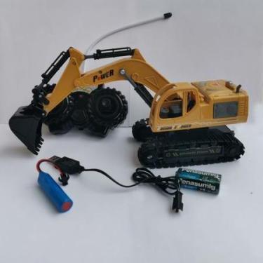 Imagem de Brinquedo Mini Escavadeira Controle Remoto Recarregável Luz Gira 360 -