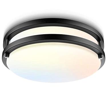 Imagem de Luminária de teto Bilrect LED com montagem embutida, 25,4 cm, 18 W [equivalente a 160 W] 1450 lm, 3000 K/4000 K/5000 K, lâmpada de teto regulável para corredor, cozinha, quarto, banheiro, listado ETL