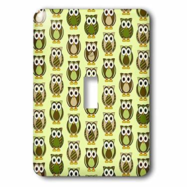 Imagem de 3dRose Interruptor de botão único com estampa de listras e pontos verdes de coruja bonita lsp_57122_1