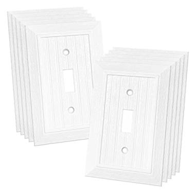 Imagem de Placa de parede decorativa moderna design de grão de madeira retrô capa de tomada para interruptor de luz, interruptor inteligente, regulador, GFCI, tomada USB (pacote com 10, interruptor único)
