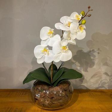 Imagem de Arranjo Centro Mesa Orquídea Branca Artificial Vaso Grande - Decore Fá