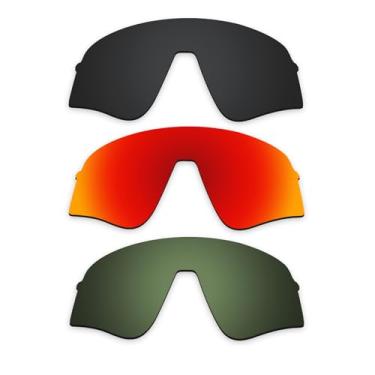 Imagem de Alphax 3 lentes de reposição polarizadas pretas e vermelho fogo e verde para óculos de sol esportivos Oakley Sutro Lite Sweep OO9465