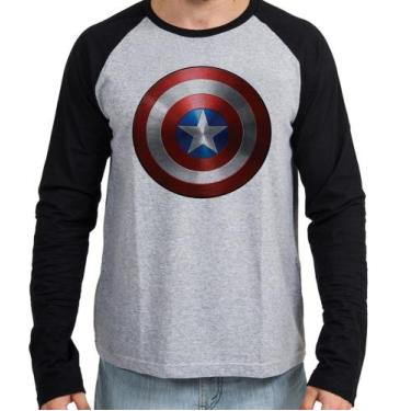 Imagem de Camiseta Manga Longa blusa Capitão América Escudo Marvel - Empório Dut