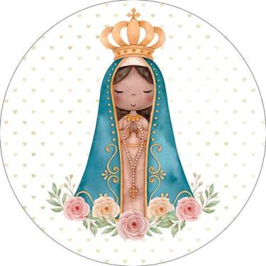 Imagem de Painel De Festa Redondo 1,50x1,50 - Nossa Senhora Aparecida Corações 0