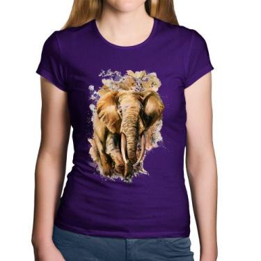 Imagem de Baby Look Algodão Elefante Watercolor - Foca na Moda, Roxo, G