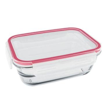Imagem de Pote Hermetico Vidro Retangular Vermelho 1,5l Wellmix