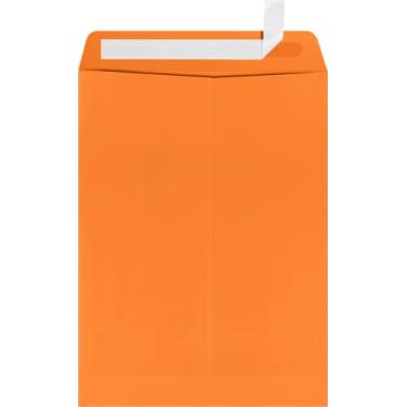 Imagem de Envelopes de extremidade aberta de 22 x 30 cm com descasque e pressione - laranja mandarim (50 unidades) | Perfeito para temporada fiscal, envio de catálogos, panfletos, brochuras e muito mais! | LUX-1590-11-50