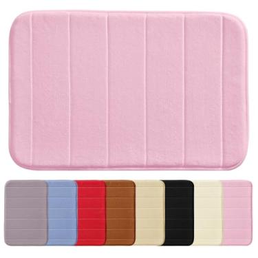 Imagem de HOLTTER, Tapete banheiro antiderrapante ultra macio soft conforto luxo super absorvente premium impermeável 60x40cm emborrachado aderente poliéster multiuso decoração (Rosa)