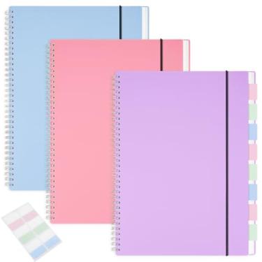 Imagem de MSTONAL Pacote com 3 cadernos espirais 21 x 28, caderno pautado grande de 100 g/m², 80 folhas/160 páginas, caderno pautado para faculdade, escritório, esboço