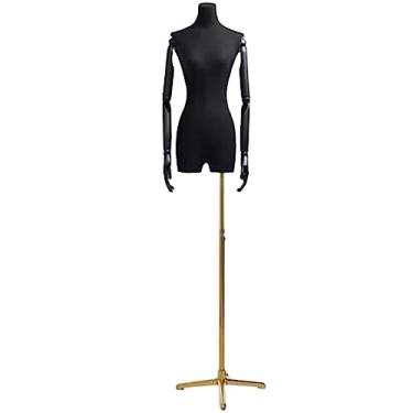 Imagem de Multiuso Manequim de superfície de serapilheira pequeno esterno clavícula manequim corpo meio corpo manequim feminino com suporte de metal para exibição de janela Janela