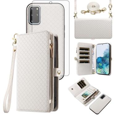 Imagem de Asuwish Capa de celular para Samsung Galaxy S20 Plus S20+ 5G Carteira com zíper destacável com protetor de tela de vidro temperado, alça flip porta-cartões S20+5G S20plus 20S + S2O S 20 20+ G5