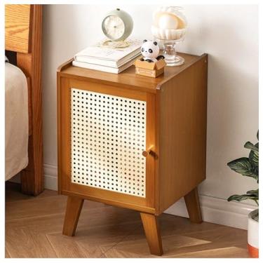 Imagem de BEKMLOD Mesa de cabeceira de bambu, armário de mesa lateral, armário de armazenamento, adequado para sala de estar, quarto, escritório, fácil de montar