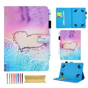 Imagem de Capa universal de 25,4 cm, capa magnética de couro sintético flexível Techcírculo fino [compartimentos para cartão] capa carteira para todos os tablets de 9,5 – 10,5" para iPad Air 3/2, Galaxy Tab A 10,1, Fire HD 10, C05 Love Sea, 9.5-10.5 inch Tablet