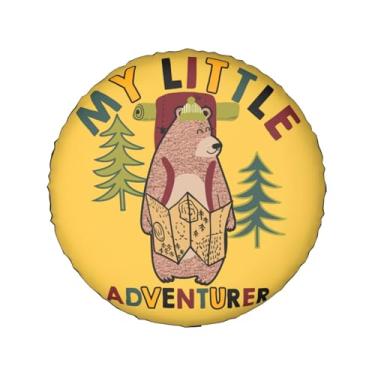 Imagem de My Little Adventurer Funny Bear Spare Tire Covers Protetor de Roda para Caminhão, SUV, Trailer, Camping, Rv Capas de Pneu 38 cm