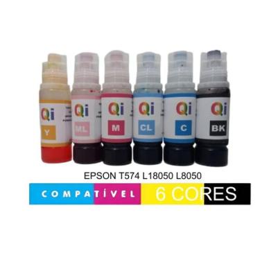 Imagem de Tinta Compativel Para Epson Refil 6 Cores Kit T574 L8050 L18050 - Prem