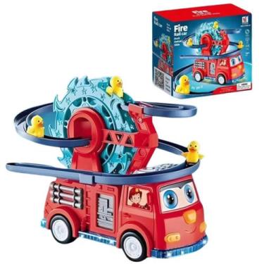 Imagem de Pista Elevador Com Som E Luz Bombeiro Patos Dançantes Fofo - STORE SHA