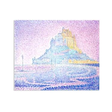Imagem de SDYJ6GSW Pôster de arte de parede Paul Signac. Mont Saint-Michel Fog and Sunlight.Pintura de pontilhismo em tela Reproduções de arte famosas para sala de estar quarto pôster 80 x 60 cm (32 x 24