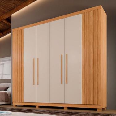 Imagem de Guarda-Roupa Casal Turim 6 Portas 3 Gavetas Ripado Cinamomo/Off White 