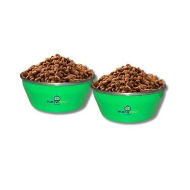 Imagem de Kit 2 Comedouro Morapet Max Collor Pesado para Cães Gatos M, Verde